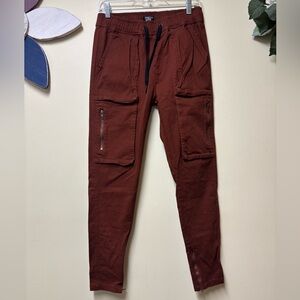 ITALY MORN Men’s Cotton Casual Slim Pants Rust Brown - Small